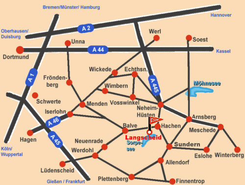 Pension Haus Sorpeblick: Anfahrtskizze Sundern